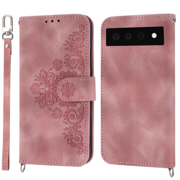 A-One Brand - Google Pixel 7 Pro Plånboksfodral Imprinted Flower - Rosa