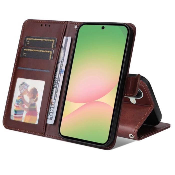 OEM - Samsung Galaxy A57 Plånboksfodral Konstläder Flip Telefonöverdrag - Brun