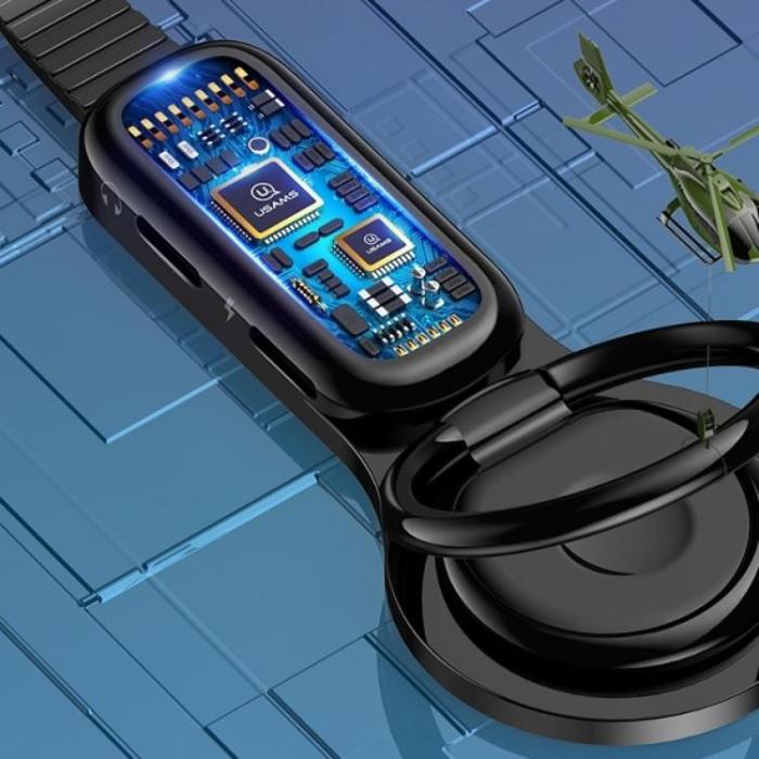 USAMS - USAMS Lightning till 2xLightning Adapter med Ringhållare SJ274LN01 - Svart