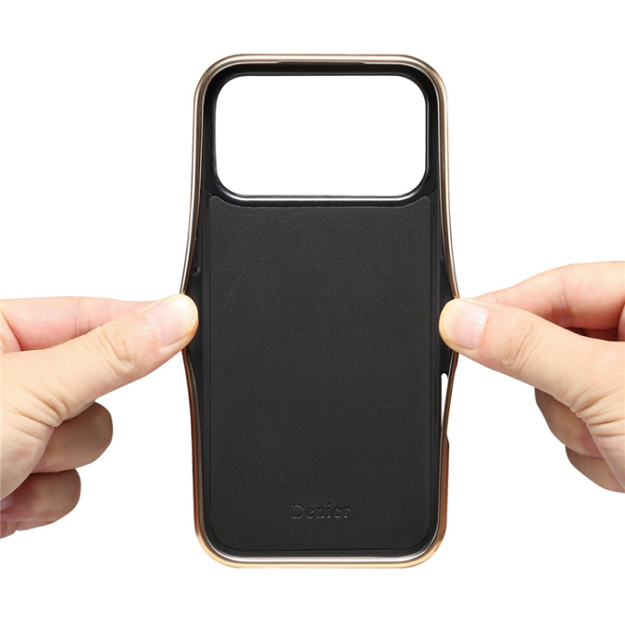 DENIOR - DENIOR iPhone 17 Pro Max Mobilskal Äkta Läder Electroplating