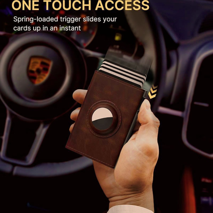 A-One Brand - Slimmad RFID-Plånbok med AirTag i Läder