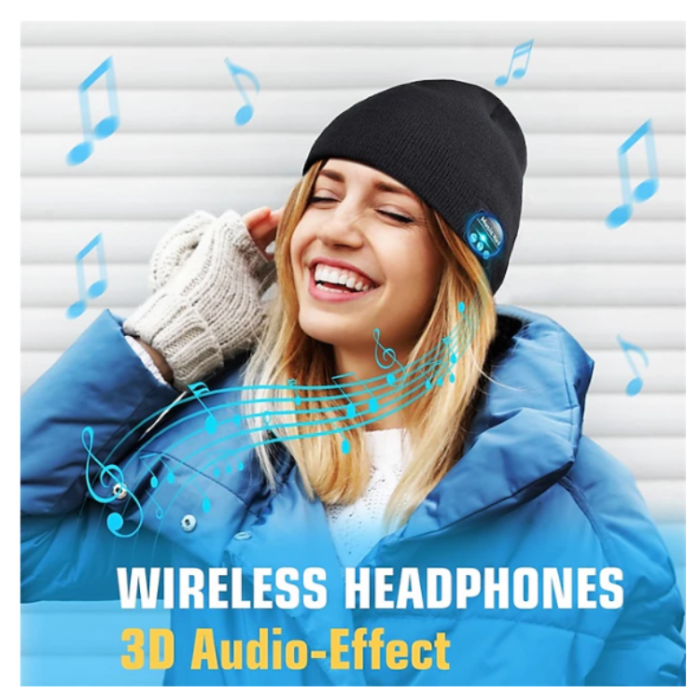 A-One Brand - Beanie Mössa med inbyggt bluetooth-headset - Svart