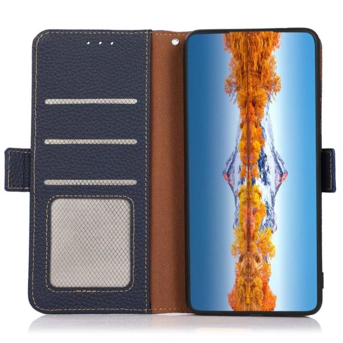 KHAZNEH - KHAZNEH Nothing Phone 1 Plånboksfodral Äkta Läder - Blå