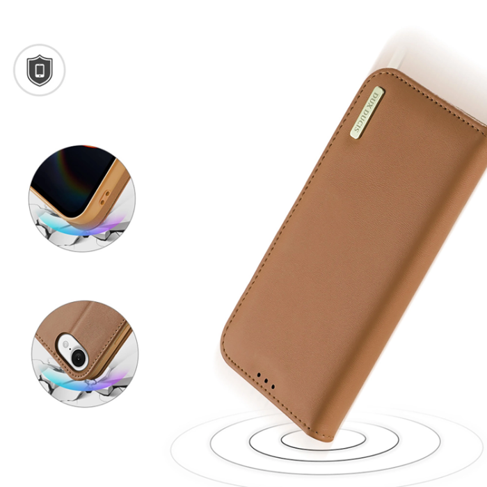 Dux Ducis - Dux Ducis iPhone 16e Plånboksfodral Äkta Läder Hivo - Brun