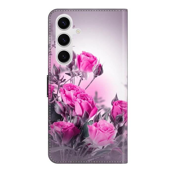 OEM - Plånboksfodral för Samsung Galaxy S26 Konstläder Stativ - Lila Blommor