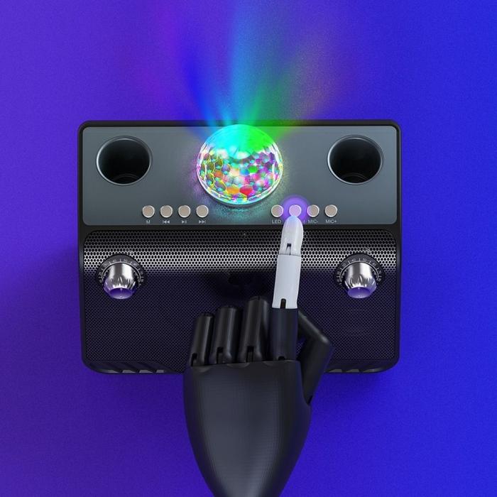 Hoco - HOCO trådlös högtalare, 2 trådlösa mikrofoner, DISCO-LJUS