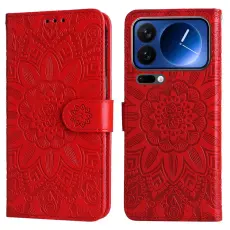 A-One Brand - Xiaomi 17 Pro Konstl&auml;der Pl&aring;nboksfodral Sunflower Imprint - R&ouml;d