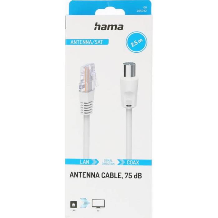 Hama - Hama Antennkabel 75dB Koaxialkontakt till RJ45-kontakt 2.5m - Vit