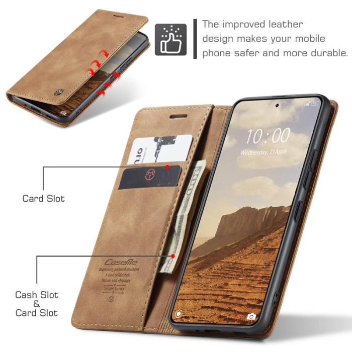 Caseme - CASEME 013 Series Mobilskal till Xiaomi 14 Automatisk Stängning Brun