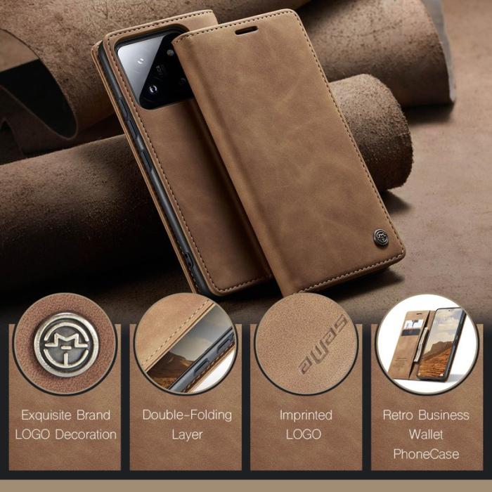Caseme - CASEME 013 Series Mobilskal till Xiaomi 14 Automatisk Stängning Brun