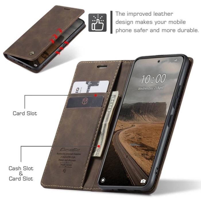 Caseme - CASEME 013 Series Mobilskal till Xiaomi 14 Automatisk Stängning Brun