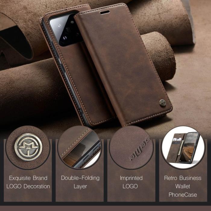 Caseme - CASEME 013 Series Mobilskal till Xiaomi 14 Automatisk Stängning Brun