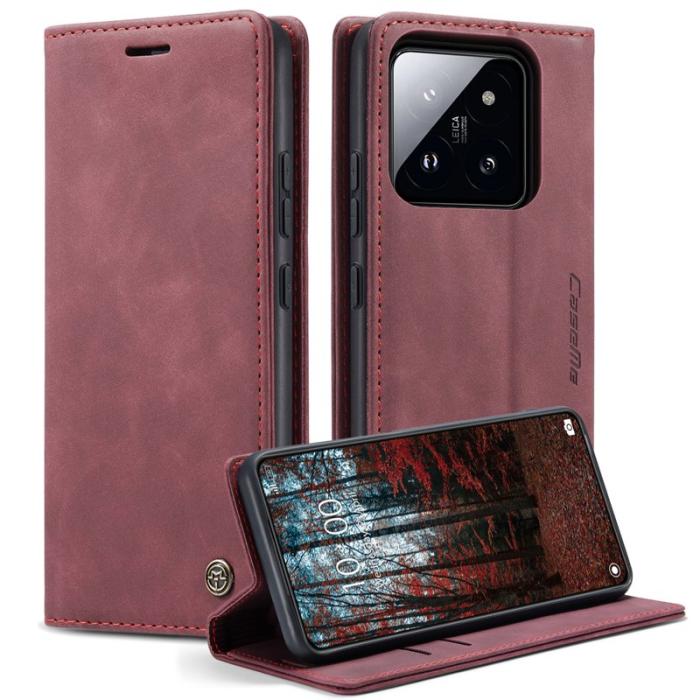 Caseme - CASEME 013 Series Mobilskal till Xiaomi 14 Automatisk Stängning Röd