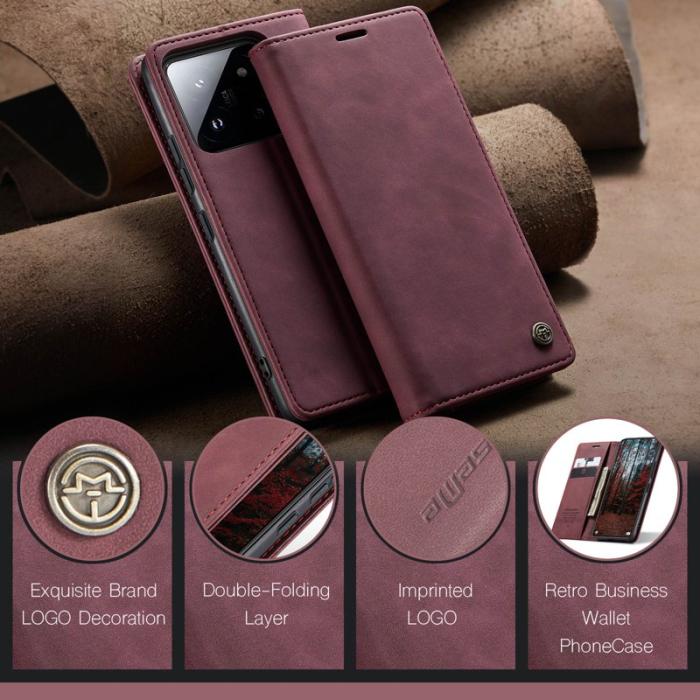 Caseme - CASEME 013 Series Mobilskal till Xiaomi 14 Automatisk Stängning Röd