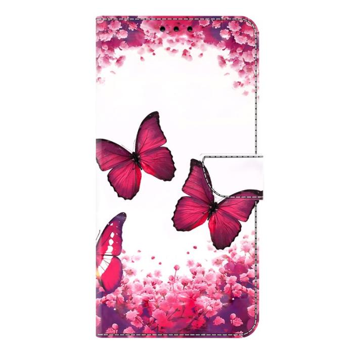 OEM - Samsung Galaxy S26 Plånboksfodral Fällbart Ställ Konstläder Mönster - Röd Fjäril