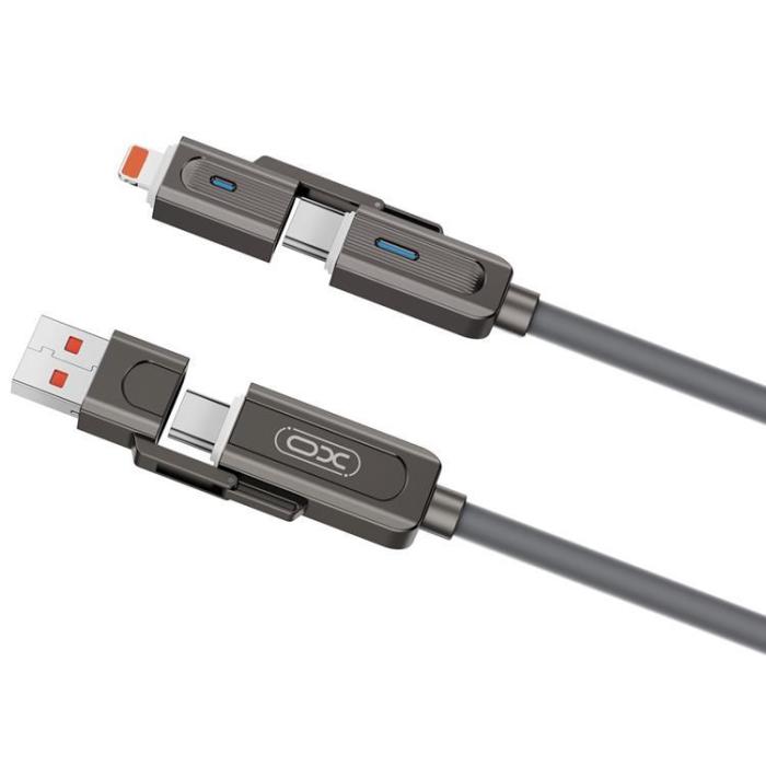 XO - XO 4in1 USB-C/USB/Lightning/Typ-C 60W 1m NB275 - Grå