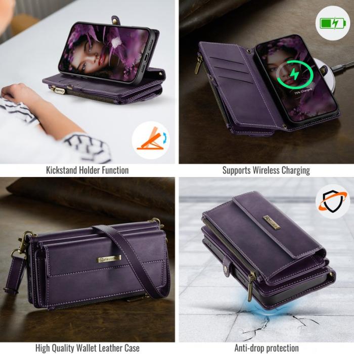 Caseme - CASEME C39 Mobilskal till iPhone 13 Pro RFID-Skydd Konstläder Lila