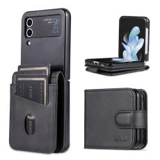 AZNS - AZNS Samsung Galaxy Z Flip4 5G Pl&aring;nboksfodral Konstl&auml;der - Svart