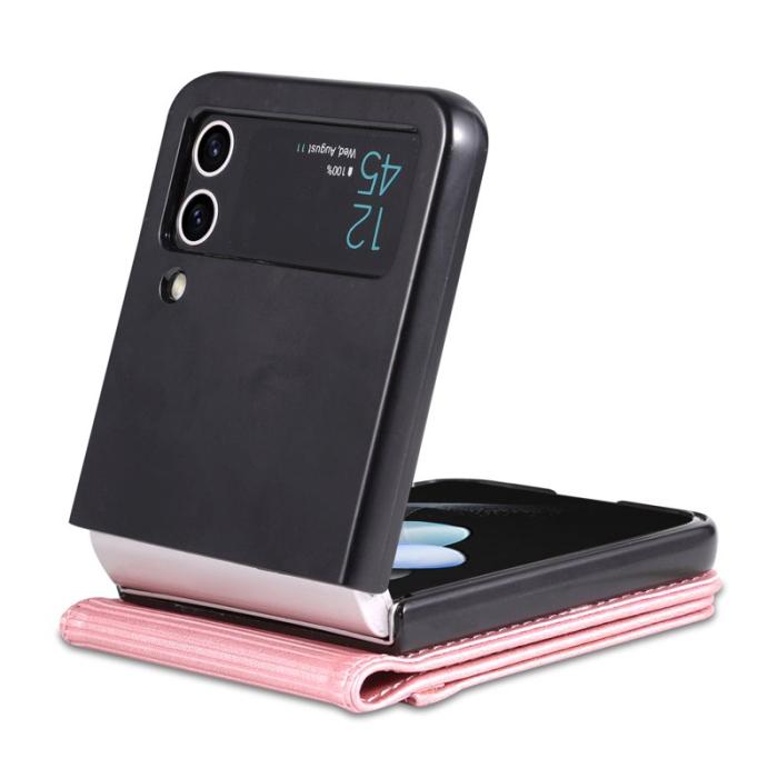AZNS - AZNS Samsung Galaxy Z Flip4 5G Plånboksfodral Konstläder - Roséguld