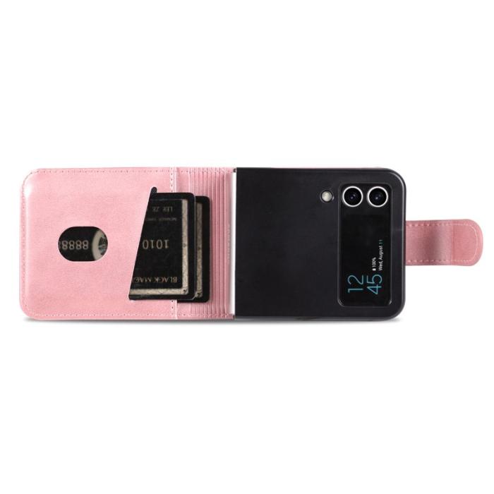 AZNS - AZNS Samsung Galaxy Z Flip4 5G Plånboksfodral Konstläder - Roséguld