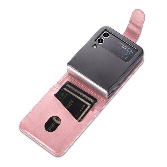 AZNS - AZNS Samsung Galaxy Z Flip4 5G Plånboksfodral Konstläder - Roséguld