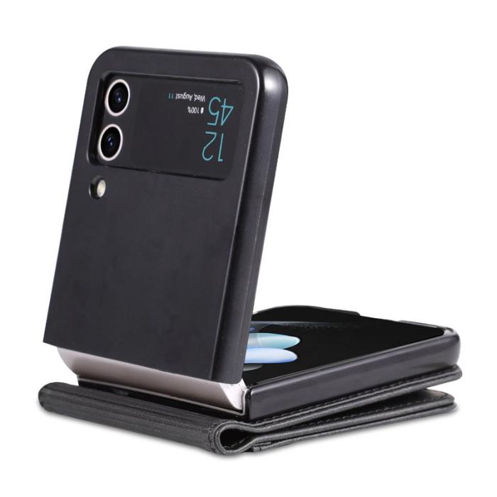 AZNS - AZNS Samsung Galaxy Z Flip4 5G Plånboksfodral Konstläder - Svart