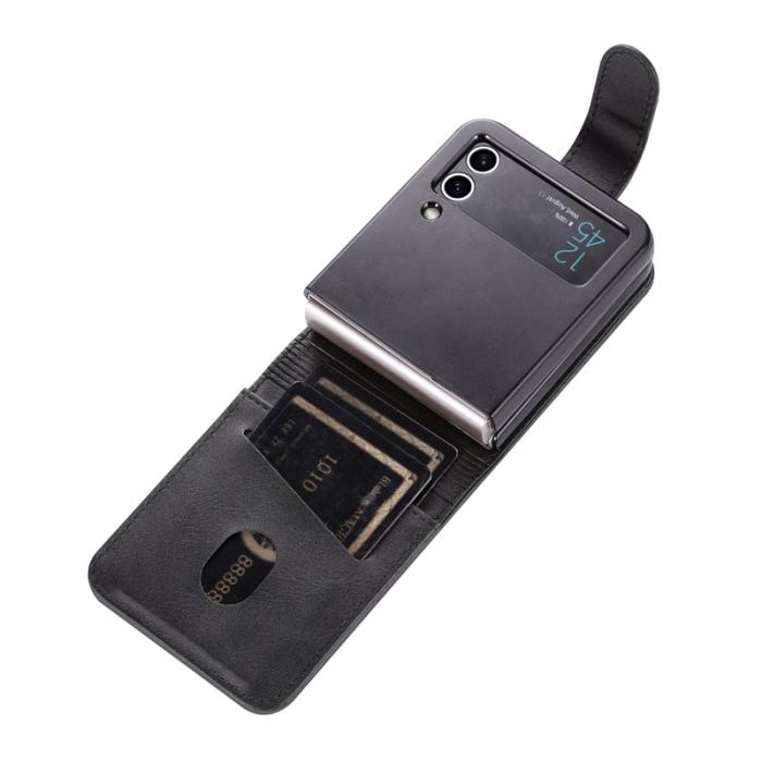 AZNS - AZNS Samsung Galaxy Z Flip4 5G Plånboksfodral Konstläder - Svart