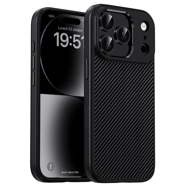 IPAKY iPhone 17 Pro Mobilskal Carbon Fiber - Svart | 2353 | AlltMobil