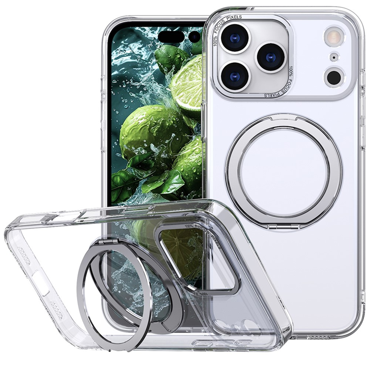 iPhone 17 Pro Max Mobilskal Ring Kickstand TPU PC - Transparent | 2353 | AlltMobil