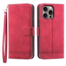 DIERFENG - DIERFENG DF-03 iPhone 16 Pro Max Pl&aring;nboksfodral Konstl&auml;der - R&ouml;d