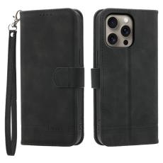DIERFENG - DIERFENG DF-03 iPhone 16 Pro Max Pl&aring;nboksfodral Konstl&auml;der - Svart