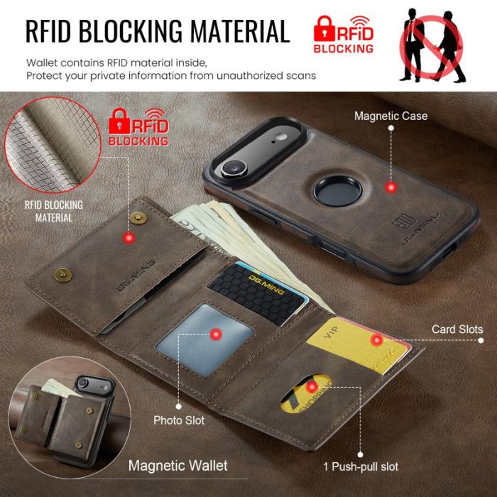 DG.MING - DG.MING M6 Series iPhone Air Plånboksfodral Magnetiskt Brun