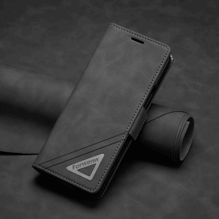 FORWENW - FORWENW F3-Series Samsung Galaxy Z Fold3 5G Konstläder Plånboksfodral - Svart