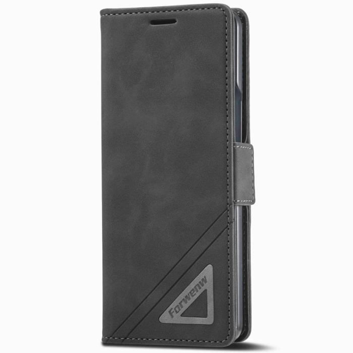 FORWENW - FORWENW F3-Series Samsung Galaxy Z Fold3 5G Konstläder Plånboksfodral - Svart
