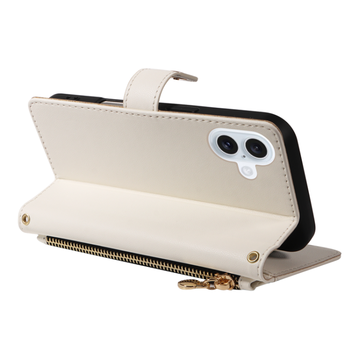 A-One Brand - iPhone 17 Plånboksfodral Rhombus Läder - Vit