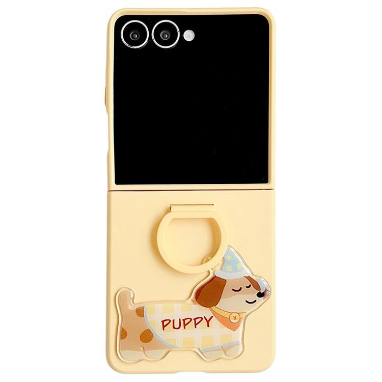 Galaxy Z Flip 7 Mobilskal Silikon Ring Med Sticker - Gul | 2353 | AlltMobil