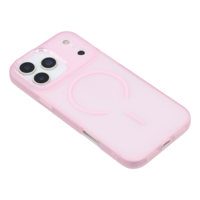 A-One Brand - iPhone 17 Pro Max Mobilskal MagSafe med Glitter Lins Frame - Rosa