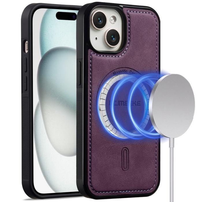 LC.imeeke - LC.IMEEKE L6 Fodral för iPhone 15 KonstLäder - Lila