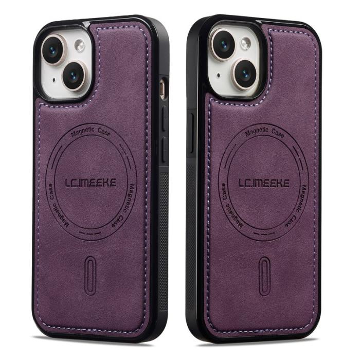 LC.imeeke - LC.IMEEKE L6 Fodral för iPhone 15 KonstLäder - Lila