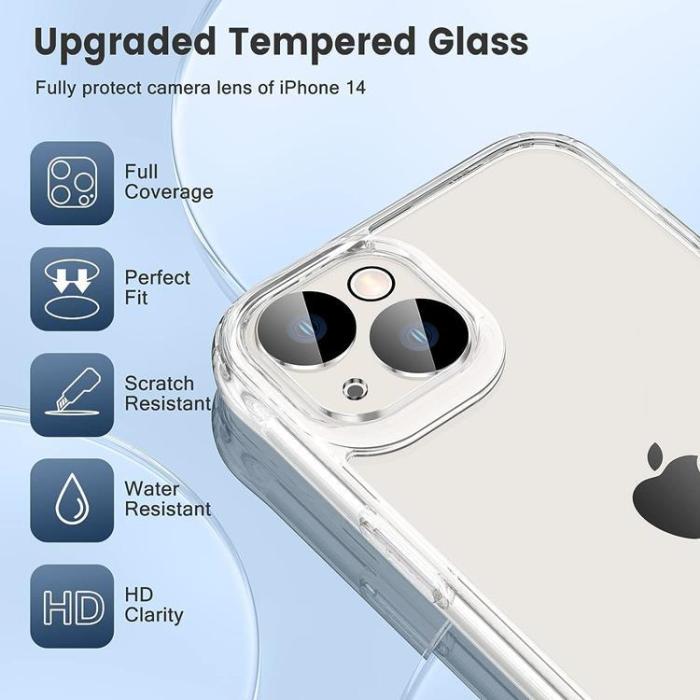 Boom of Sweden - [3in1] BOOM iPhone 14 Mobilskal, Härdat Glas, Kameralinsskydd - Clear