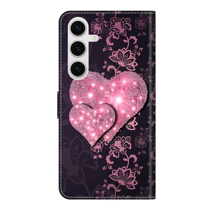 OEM - Samsung Galaxy S26 Plus Fodral 3D Mönster PU Läder - Spets Hjärtan