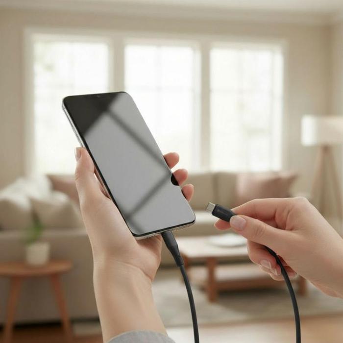 Forcell - FORCELL USB-A till USB-C 66W Kabel 3A 1m QC4.0 Silikon C342 - Svart