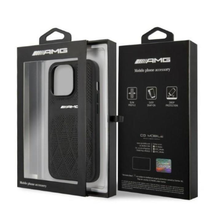 Mercedes - AMG iPhone 13 Pro Max Mobilskal Läder Curved Lines - Svart