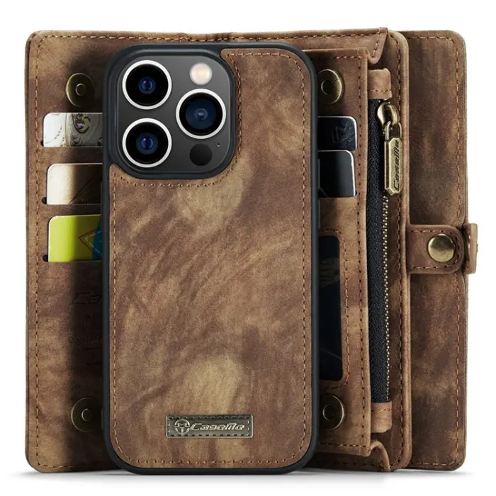 Caseme - CASEME iPhone 15 Pro Plånboksfodral 008 Detachable - Brun