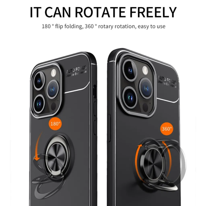 Taltech - iPhone 15 Pro Max Mobilskal Ringhållare - Svart