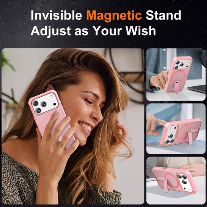 A-One Brand - iPhone 17 Pro Max Mobilskal MagSafe Kickstand - Rosa