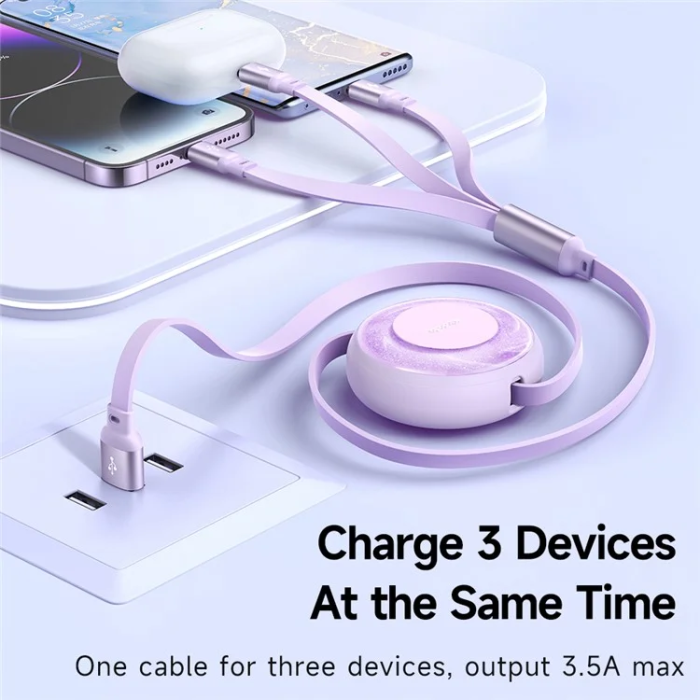 MCDODO - MCDODO Retractable 3in1 USB/USB-C/MicroUSB/Lightning Kabel 1M