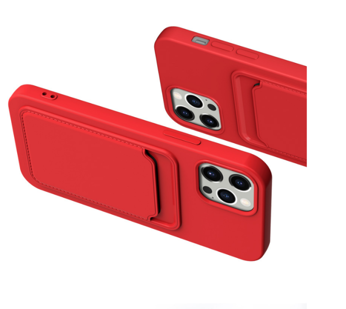 OEM - iPhone 12 Pro Max Skal med Kortfack - Röd
