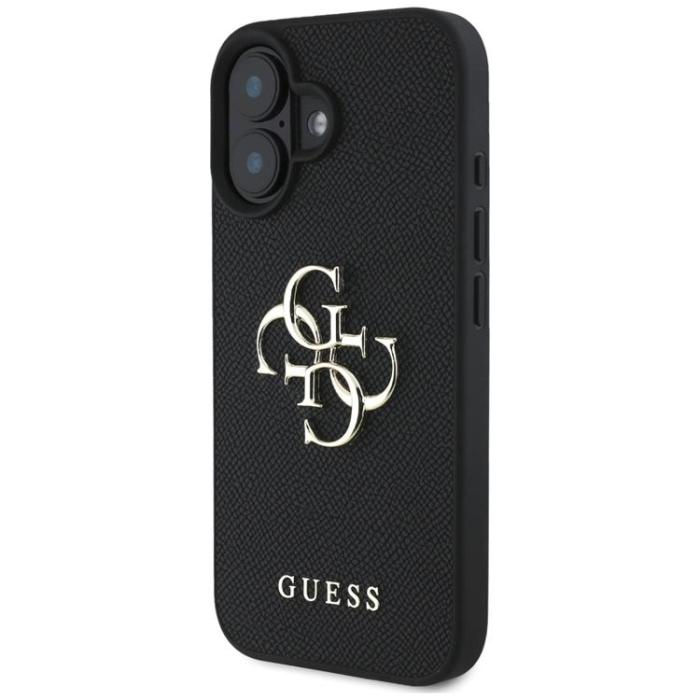 Guess - Guess iPhone 16 Mobilskal Grained Big 4G Small Classic Logo - Svart