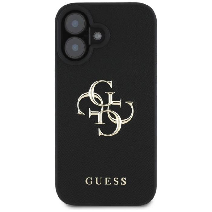 Guess - Guess iPhone 16 Mobilskal Grained Big 4G Small Classic Logo - Svart